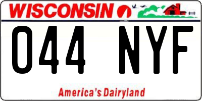 WI license plate 044NYF