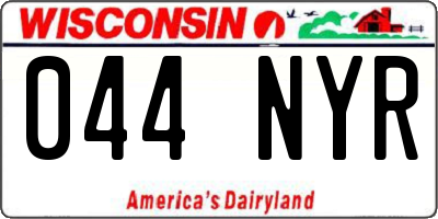 WI license plate 044NYR