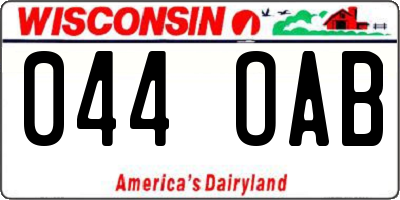 WI license plate 044OAB