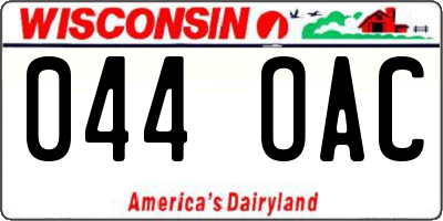 WI license plate 044OAC
