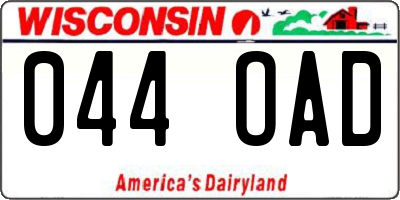 WI license plate 044OAD