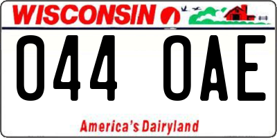 WI license plate 044OAE