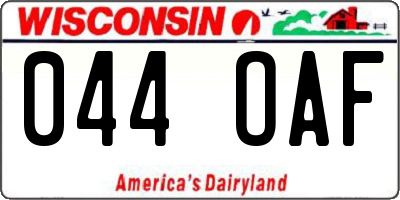 WI license plate 044OAF