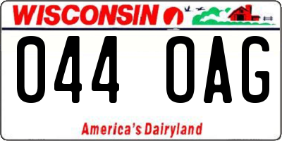 WI license plate 044OAG