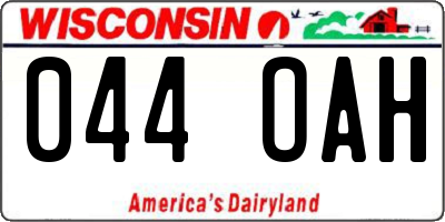 WI license plate 044OAH