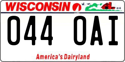 WI license plate 044OAI