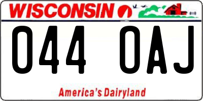 WI license plate 044OAJ