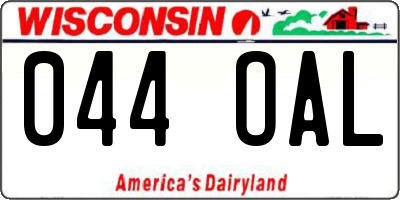 WI license plate 044OAL