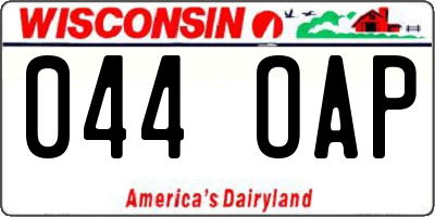 WI license plate 044OAP