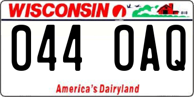 WI license plate 044OAQ