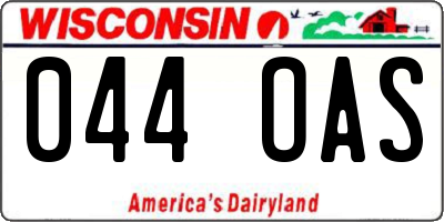 WI license plate 044OAS