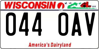 WI license plate 044OAV