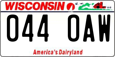 WI license plate 044OAW
