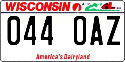 WI license plate 044OAZ