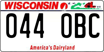 WI license plate 044OBC