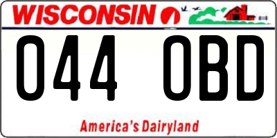 WI license plate 044OBD