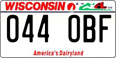 WI license plate 044OBF