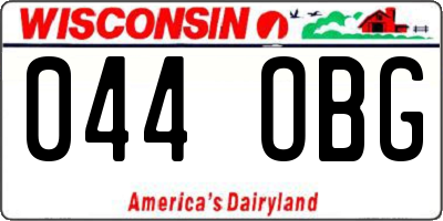 WI license plate 044OBG