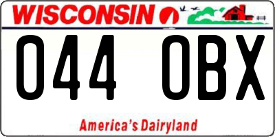 WI license plate 044OBX