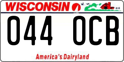 WI license plate 044OCB