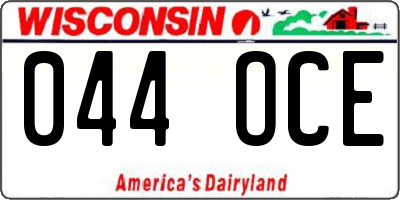 WI license plate 044OCE