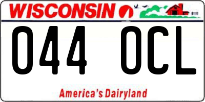 WI license plate 044OCL