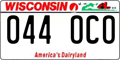 WI license plate 044OCO