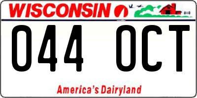 WI license plate 044OCT