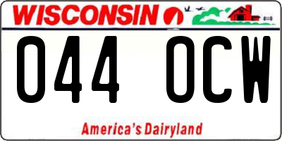 WI license plate 044OCW