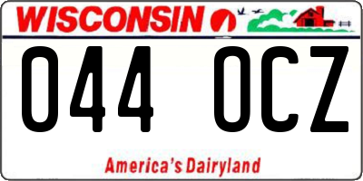 WI license plate 044OCZ