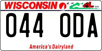 WI license plate 044ODA