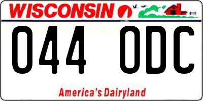 WI license plate 044ODC
