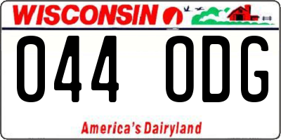 WI license plate 044ODG