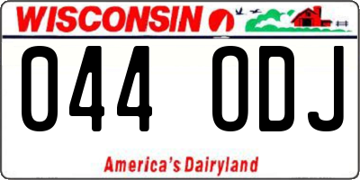 WI license plate 044ODJ