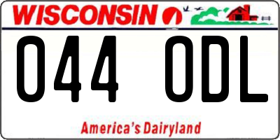 WI license plate 044ODL