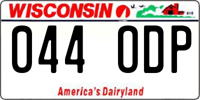 WI license plate 044ODP