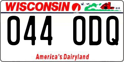 WI license plate 044ODQ