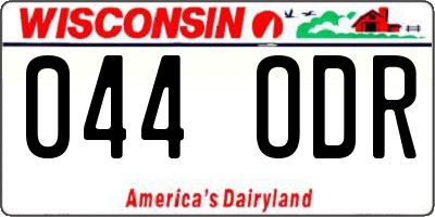 WI license plate 044ODR