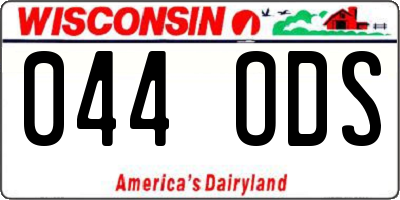 WI license plate 044ODS