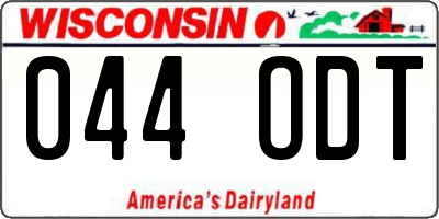 WI license plate 044ODT