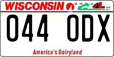 WI license plate 044ODX