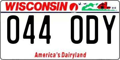 WI license plate 044ODY