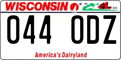 WI license plate 044ODZ
