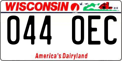 WI license plate 044OEC