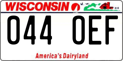 WI license plate 044OEF