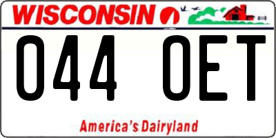 WI license plate 044OET