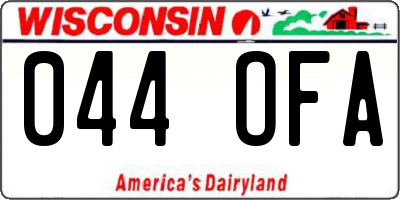 WI license plate 044OFA