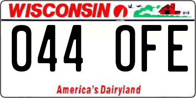 WI license plate 044OFE