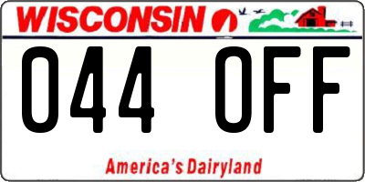 WI license plate 044OFF