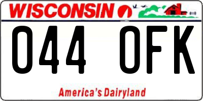WI license plate 044OFK